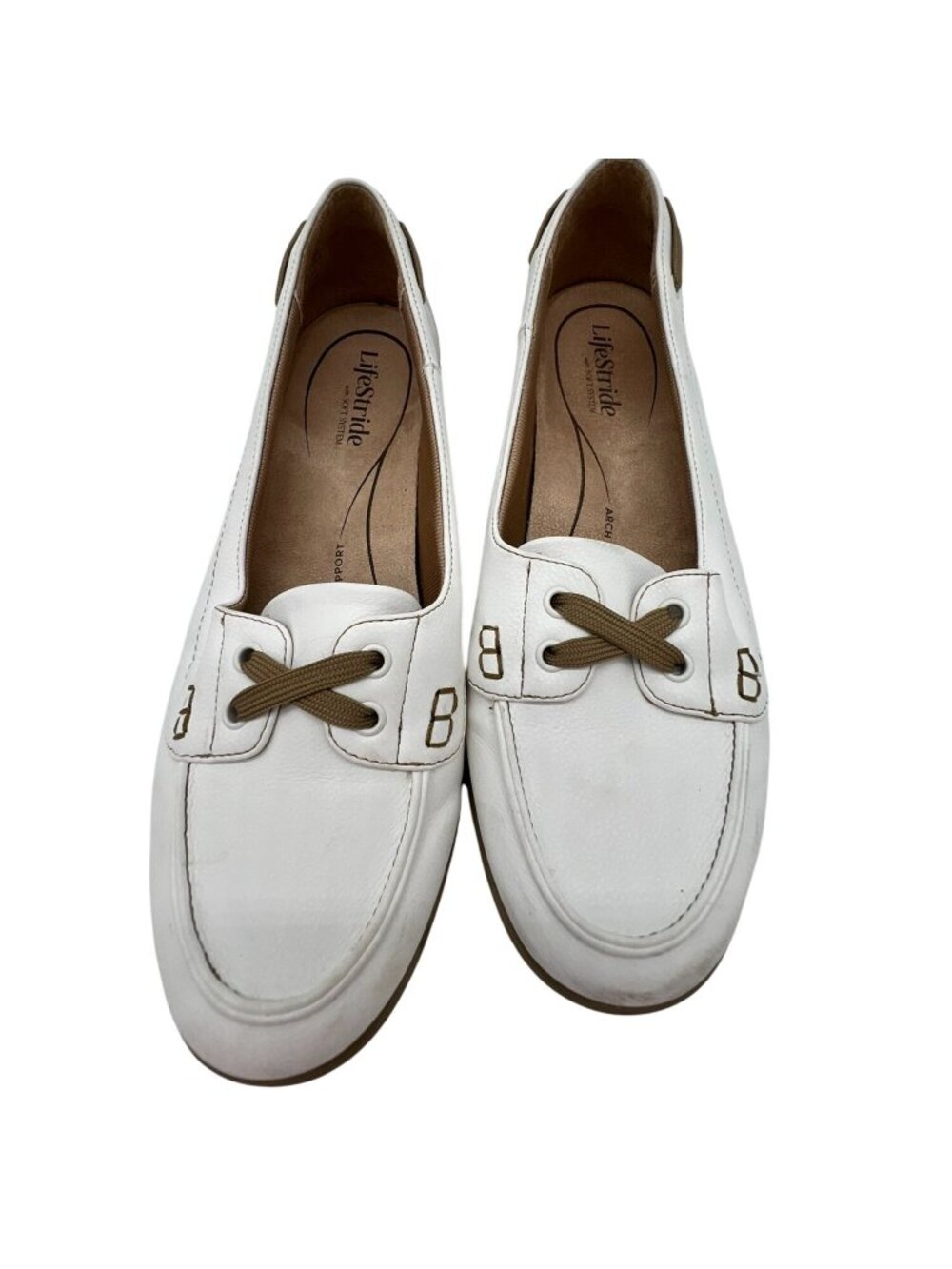 LifeStride Nautical Loafers Shoes Womens 11.5 White Slip On Comfort Sandals